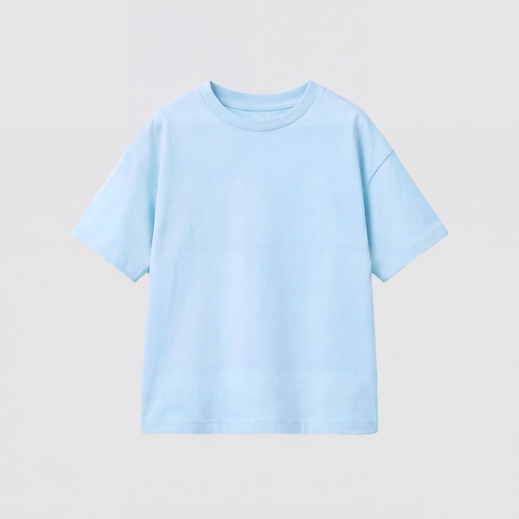 Light blue t-shirt on a light gray background